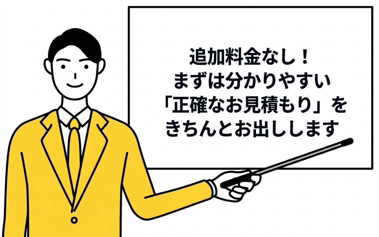 正確なお見積もりをお出しすることをお約束するイラスト